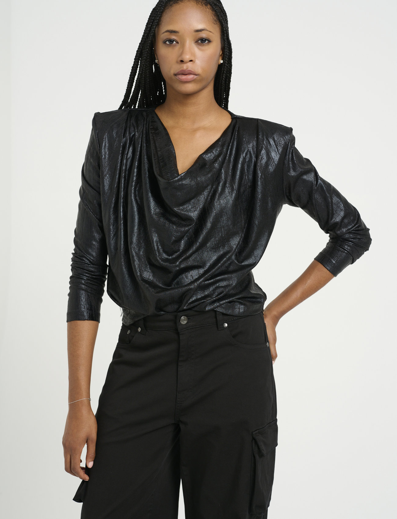 Gestuz Madlingz Ls Blouse, M, Black, Bluser > Langærmede, Dame