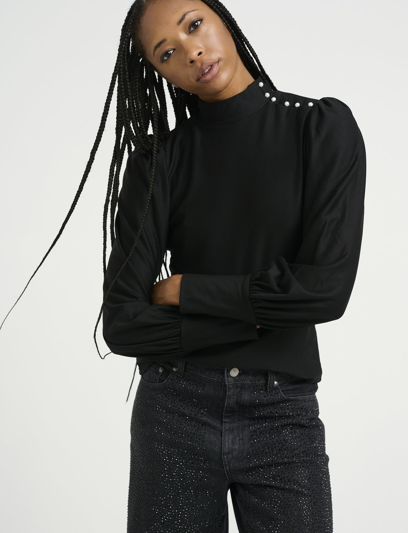 Gestuz Rifagz Button Blouse, XS, Black, Bluser > Langærmede, Dame