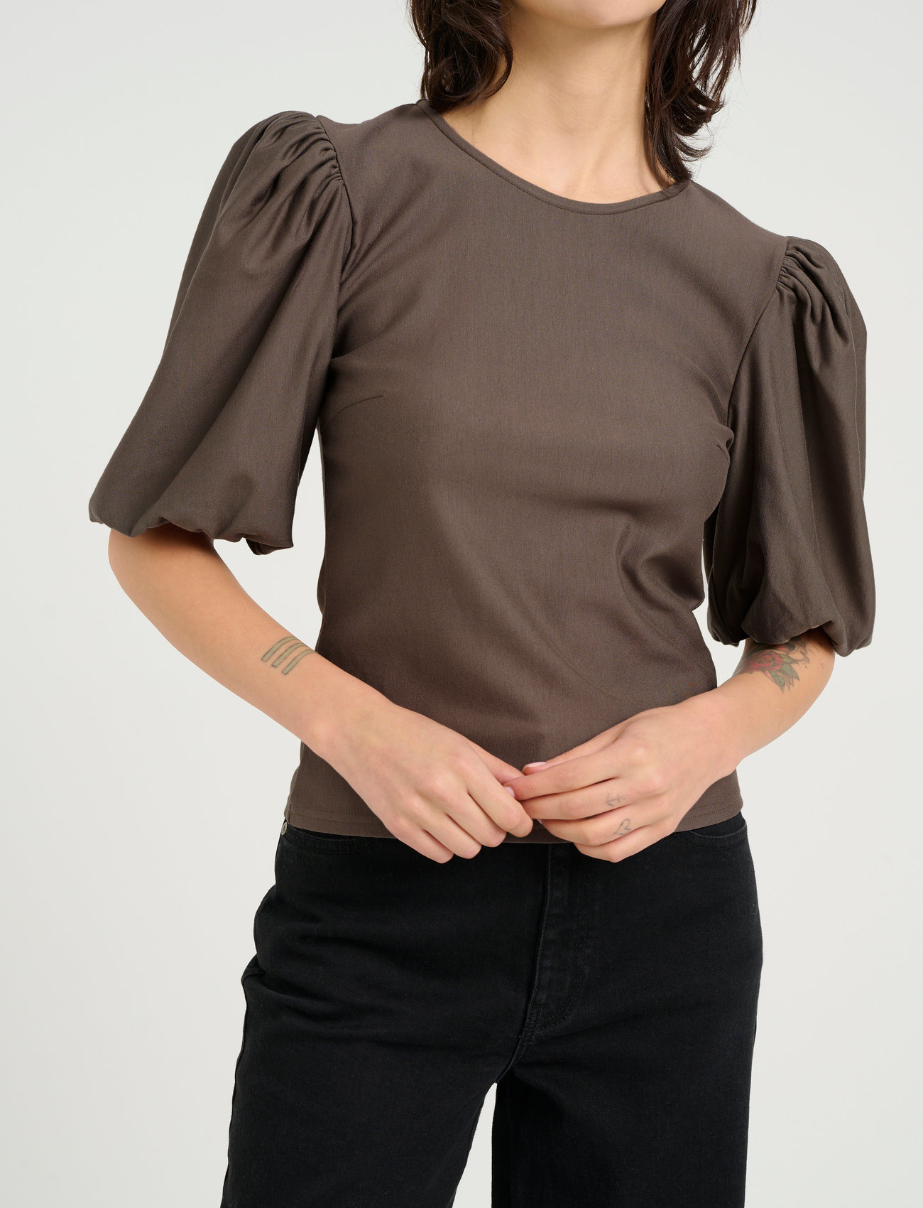 Gestuz Rifagz Balloon Blouse, S, Brown, Bluser > Kortærmede, Dame