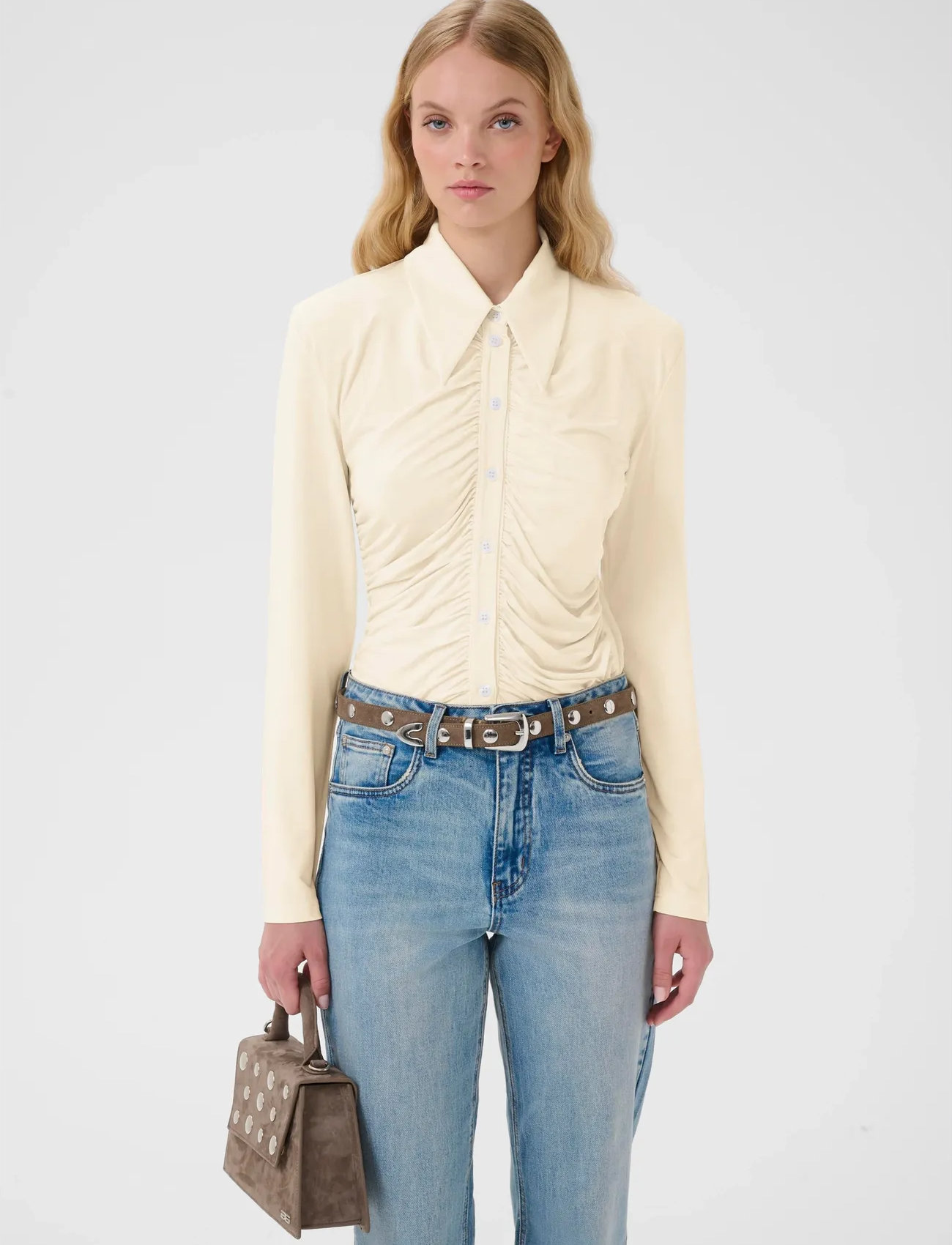 Gestuz Gzlaily Shirt, XS, Cream, T-Shirts & Toppe > Langærmede, Dame