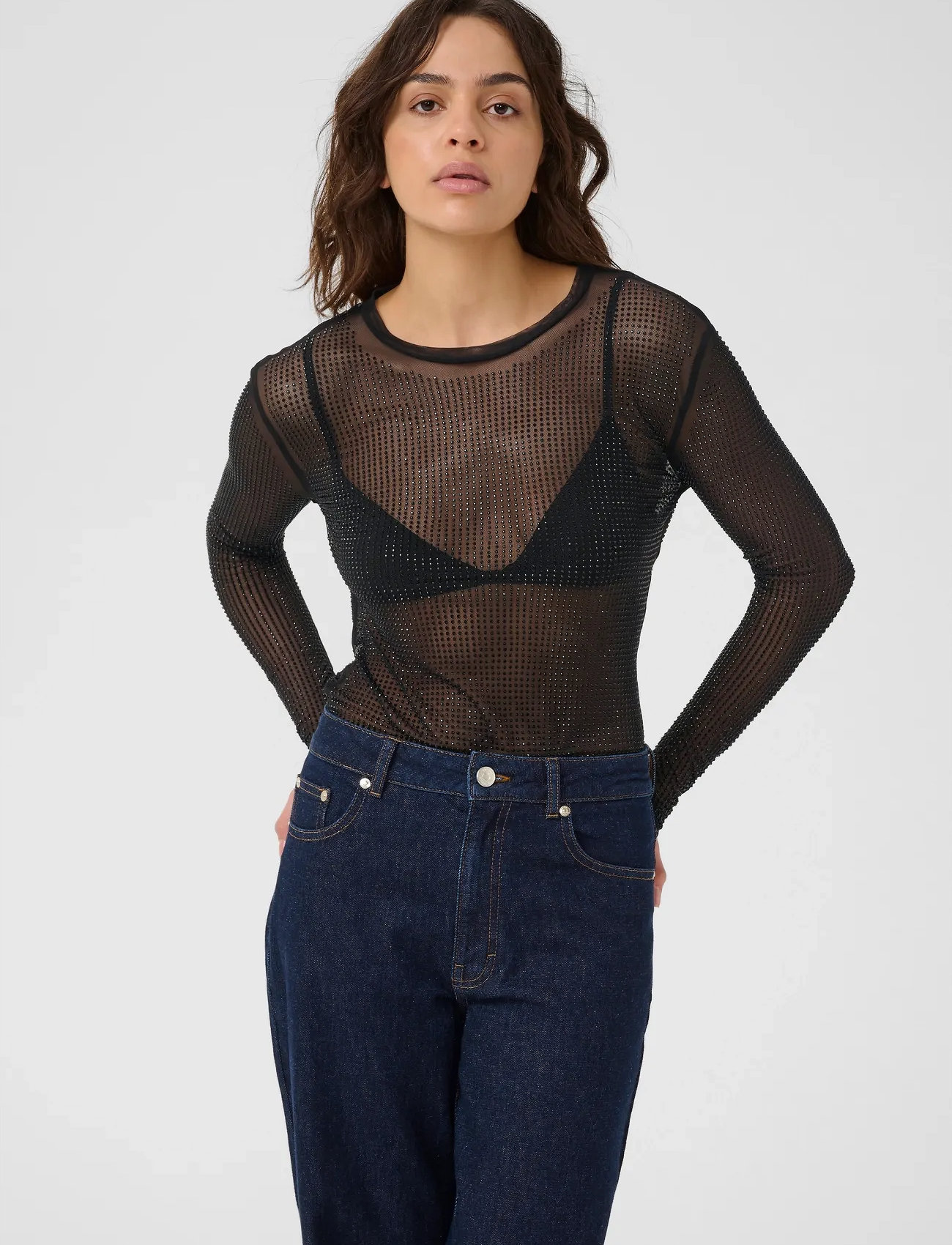 Gestuz Gzkareen Top, M, Black, T-Shirts & Toppe > Langærmede, Dame