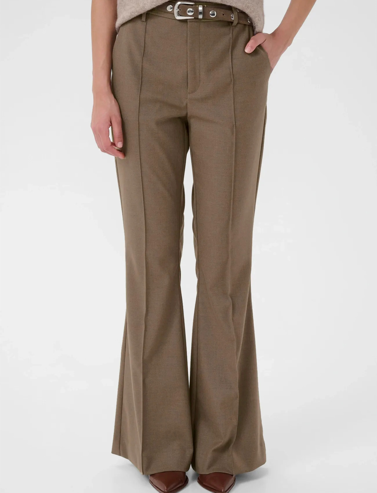 Gestuz Gzpaula Hw Flared Pants, 36, Brown, Bukser > Flared, Dame