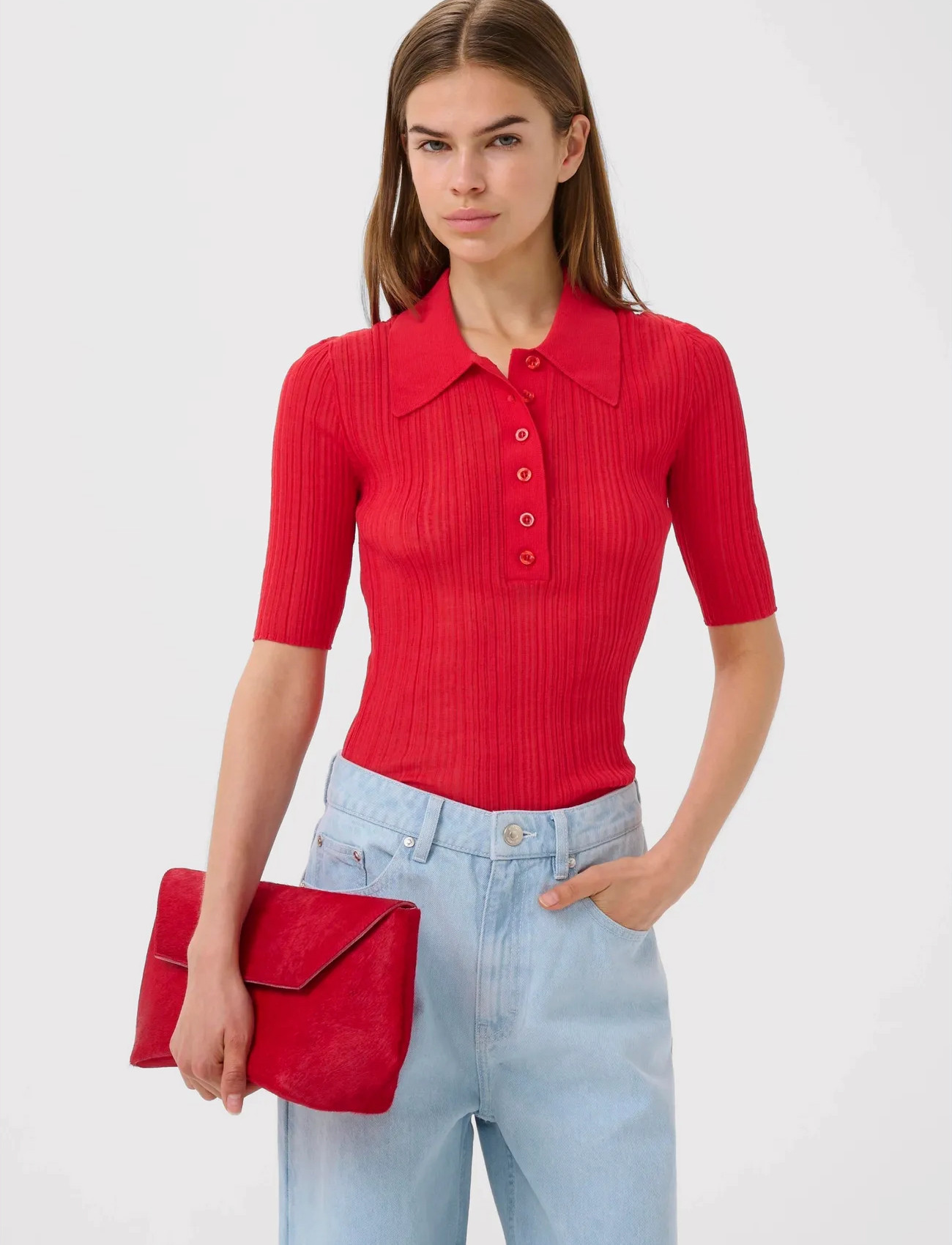 Gestuz Gzclene Top, L, Red, T-Shirts Og Toppe > Poloer, Dame