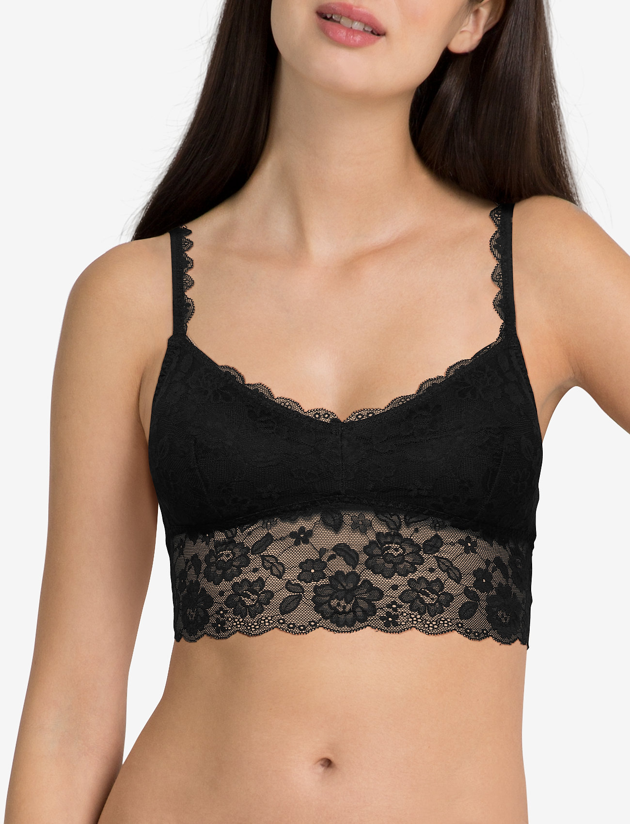 Lace Longline Bralette With Removable 
