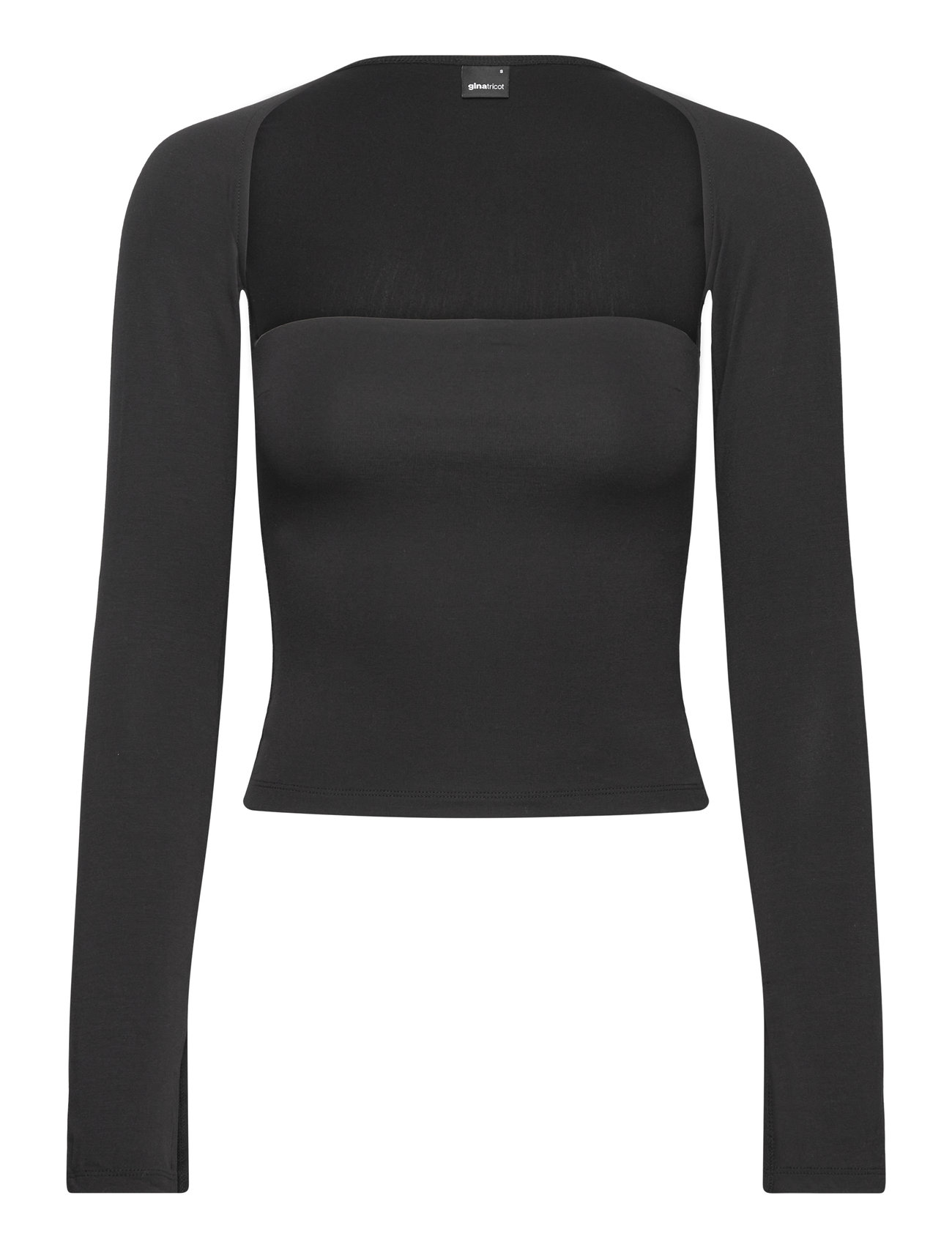 Soft Touch Square Neck Top Tops T-shirts & Tops Long-sleeved Black Gina Tricot