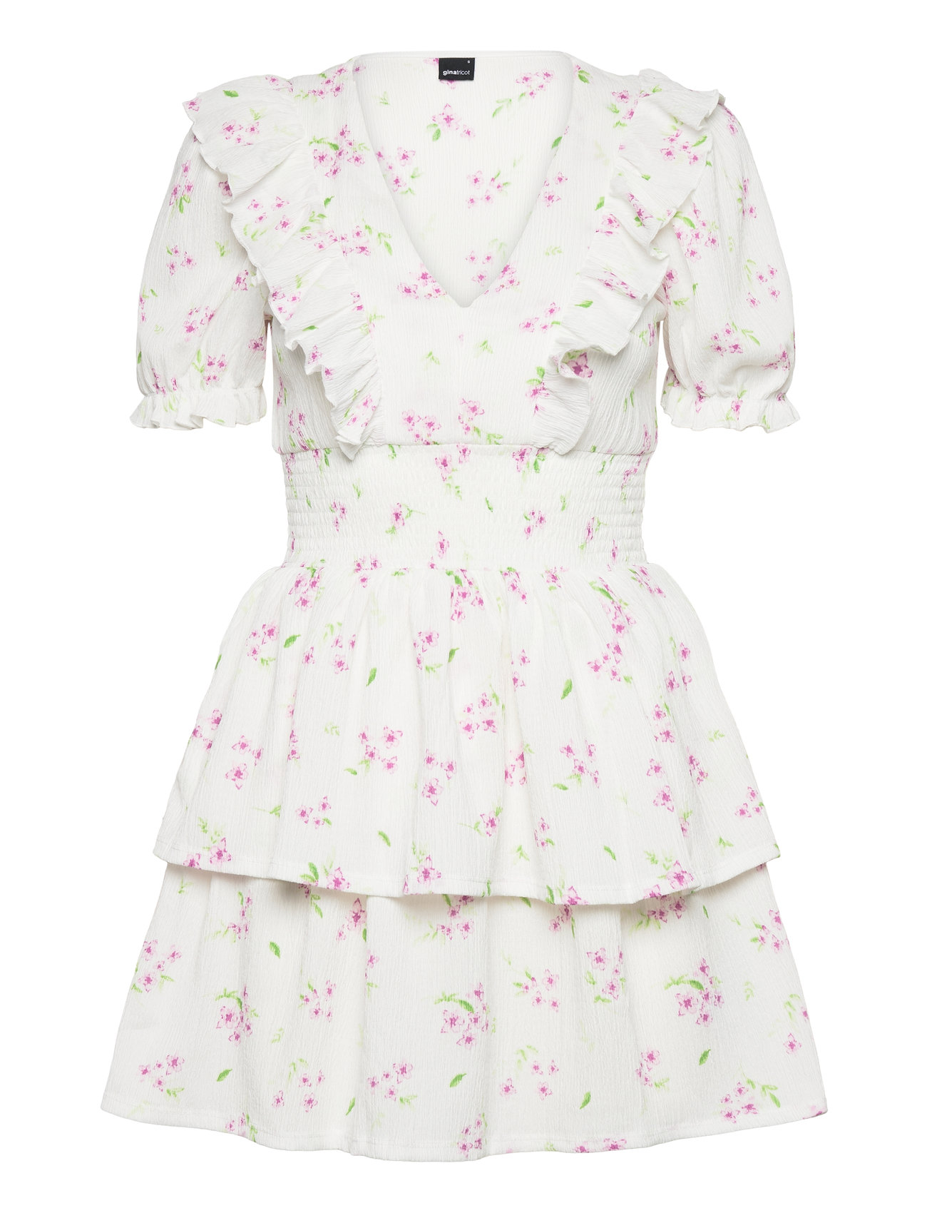Smock Frill Dress Kort Kjole White Gina Tricot