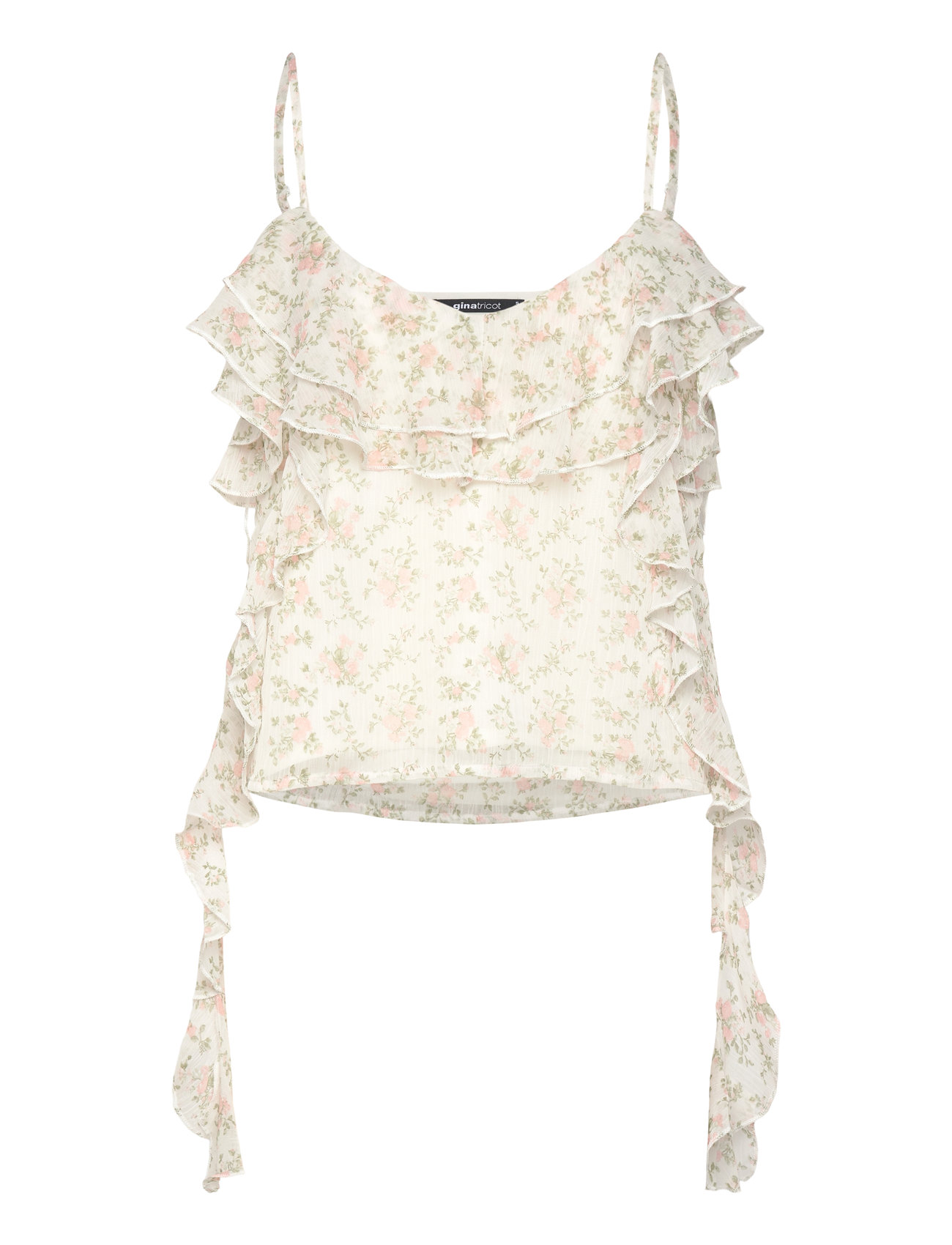 Gina Tricot Frill Singlet, L, Multi/patterned, Bluser > Uden Ærmer, Dame