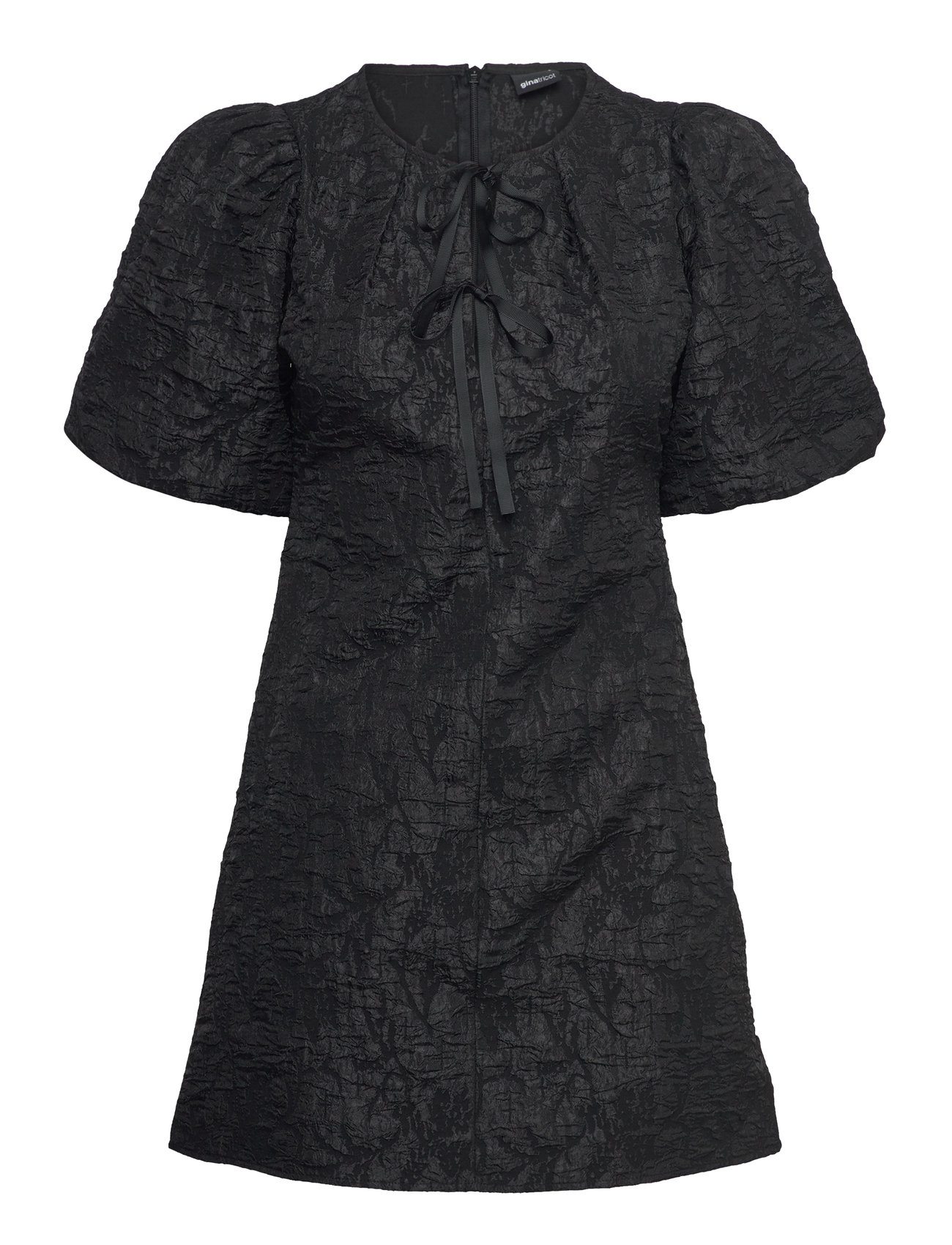 Gina Tricot Brocade Puff Sleeve Dress Svart