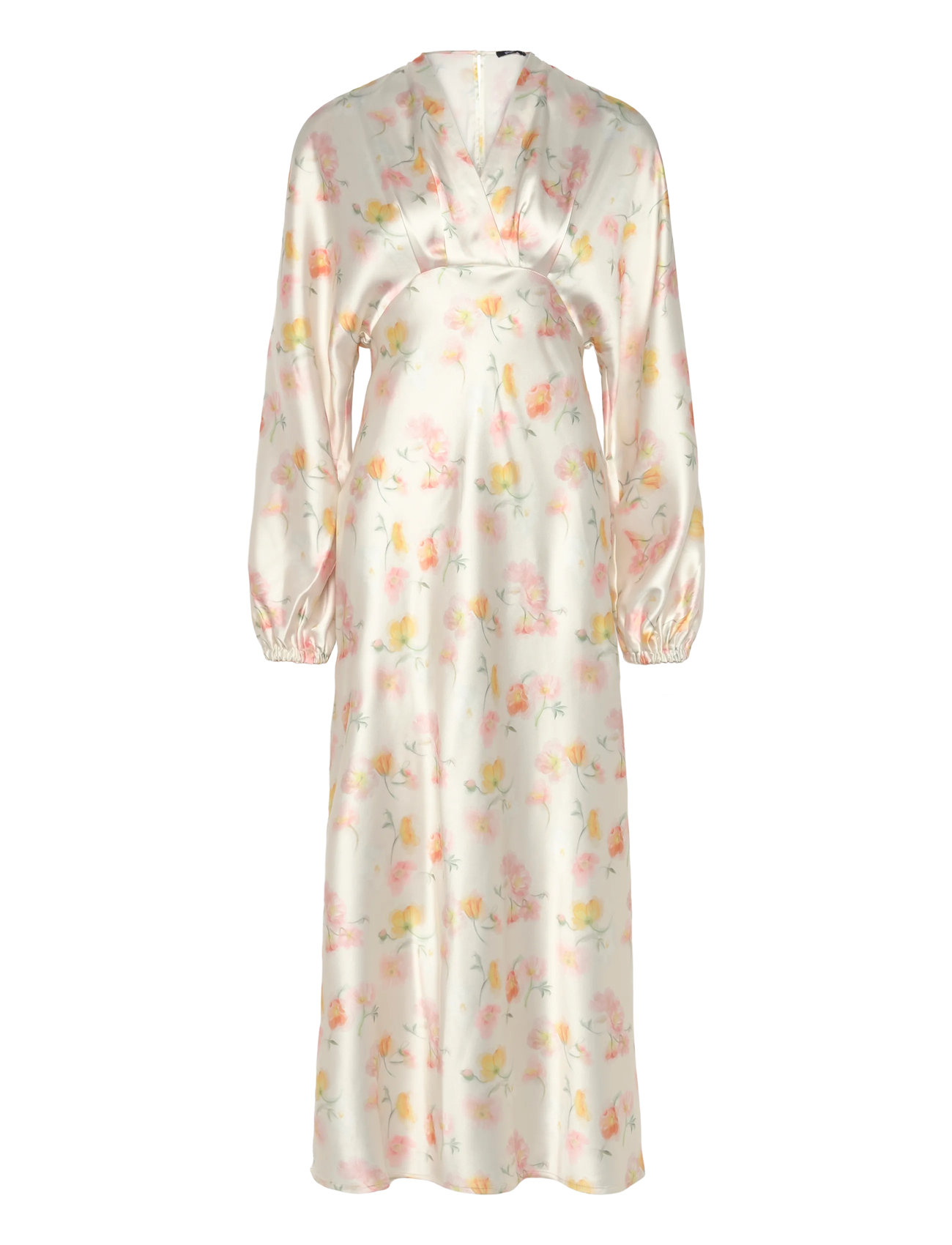 Satin Midaxi Dress Knelang Kjole Cream Gina Tricot