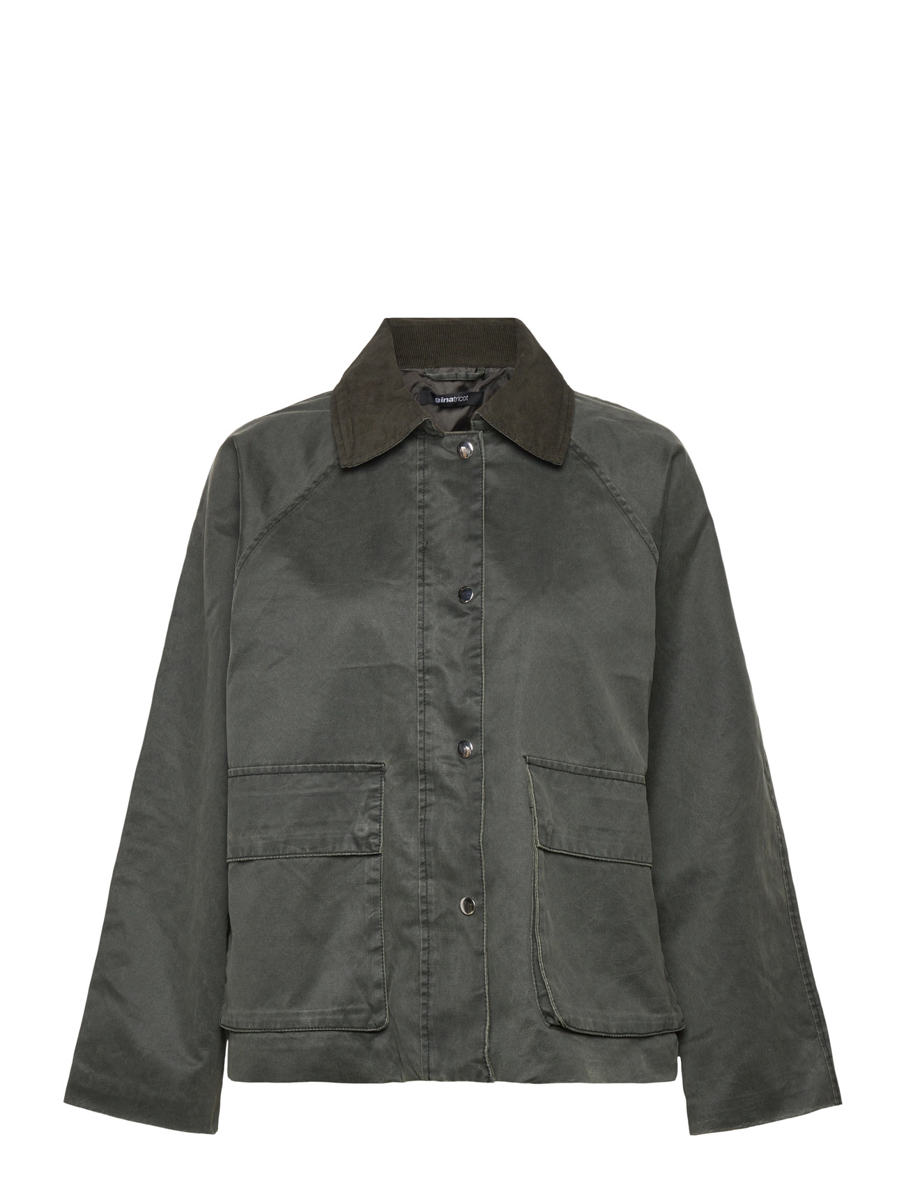 Gina Tricot Waxed Effect Jacket, XL, Khaki green, Jakker > Utility-Jakker, Dame