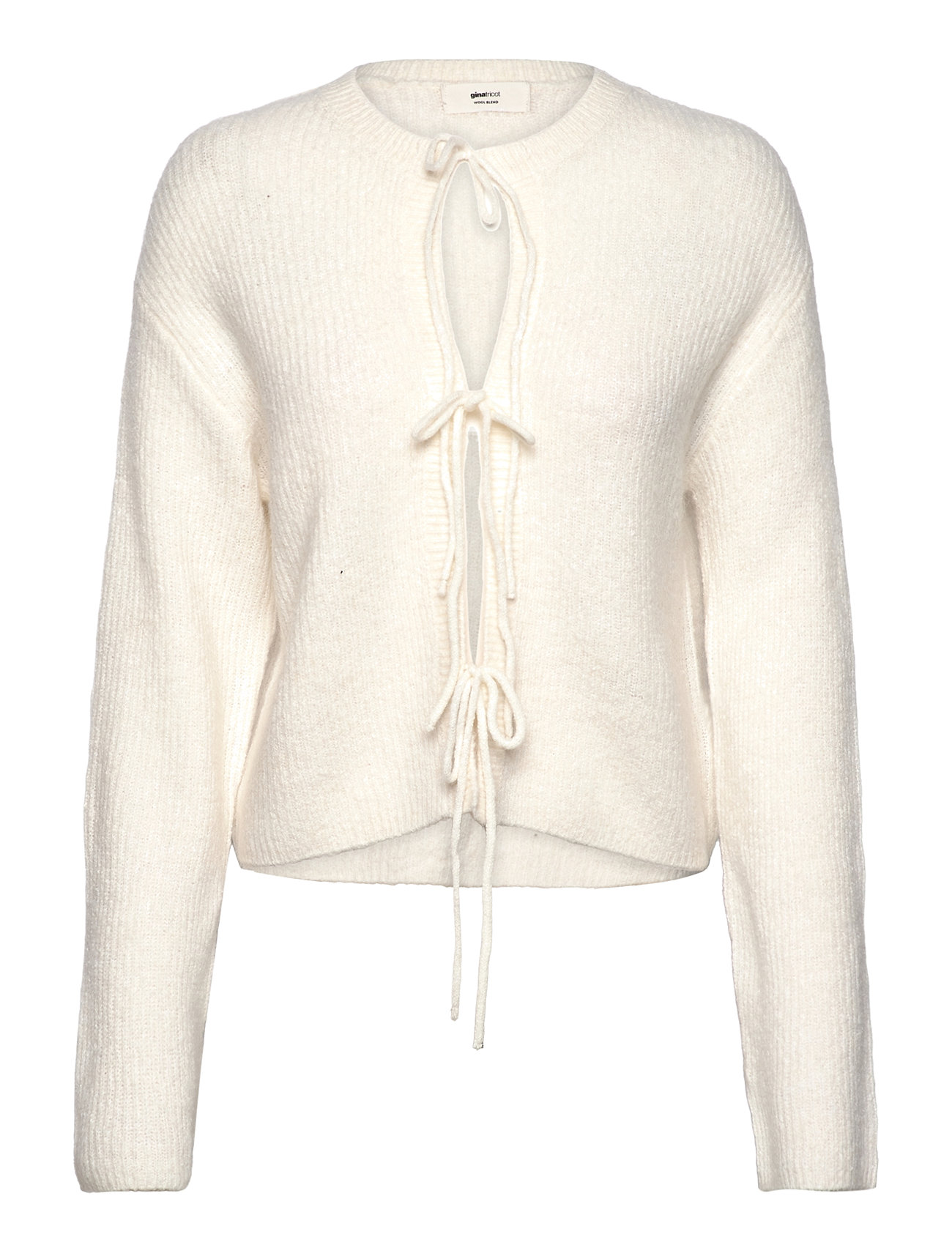 Gina Tricot Knitted Tie Cardigan Kräm