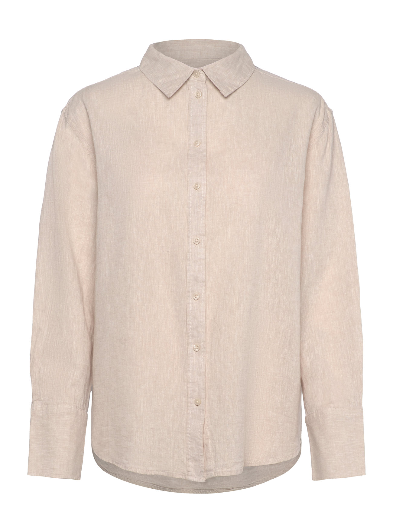 Gina Tricot Linen Blend Shirt, S, Beige, Skjorter > Skjorter I Hør, Dame