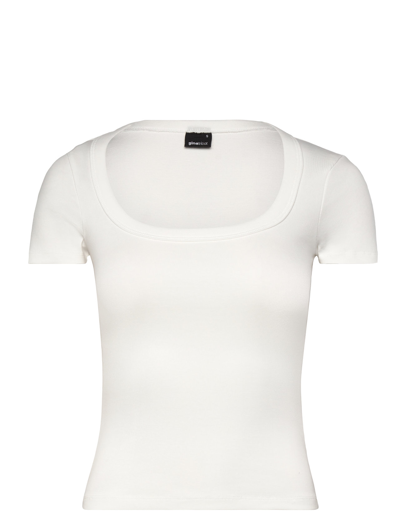 Gina Tricot Rib Short Sleeve Top Vit