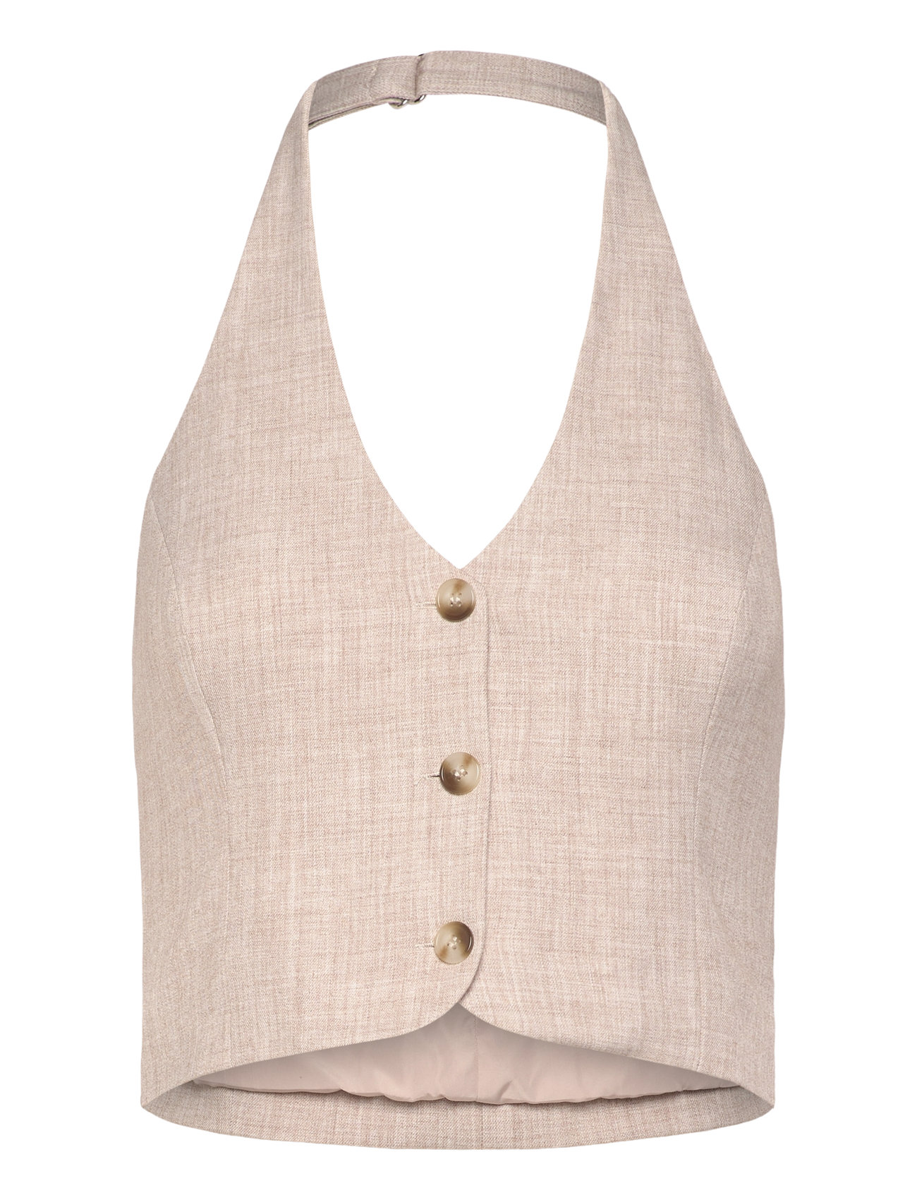 Halterneck Tailored Vest Vests Knitted Vests Beige Gina Tricot