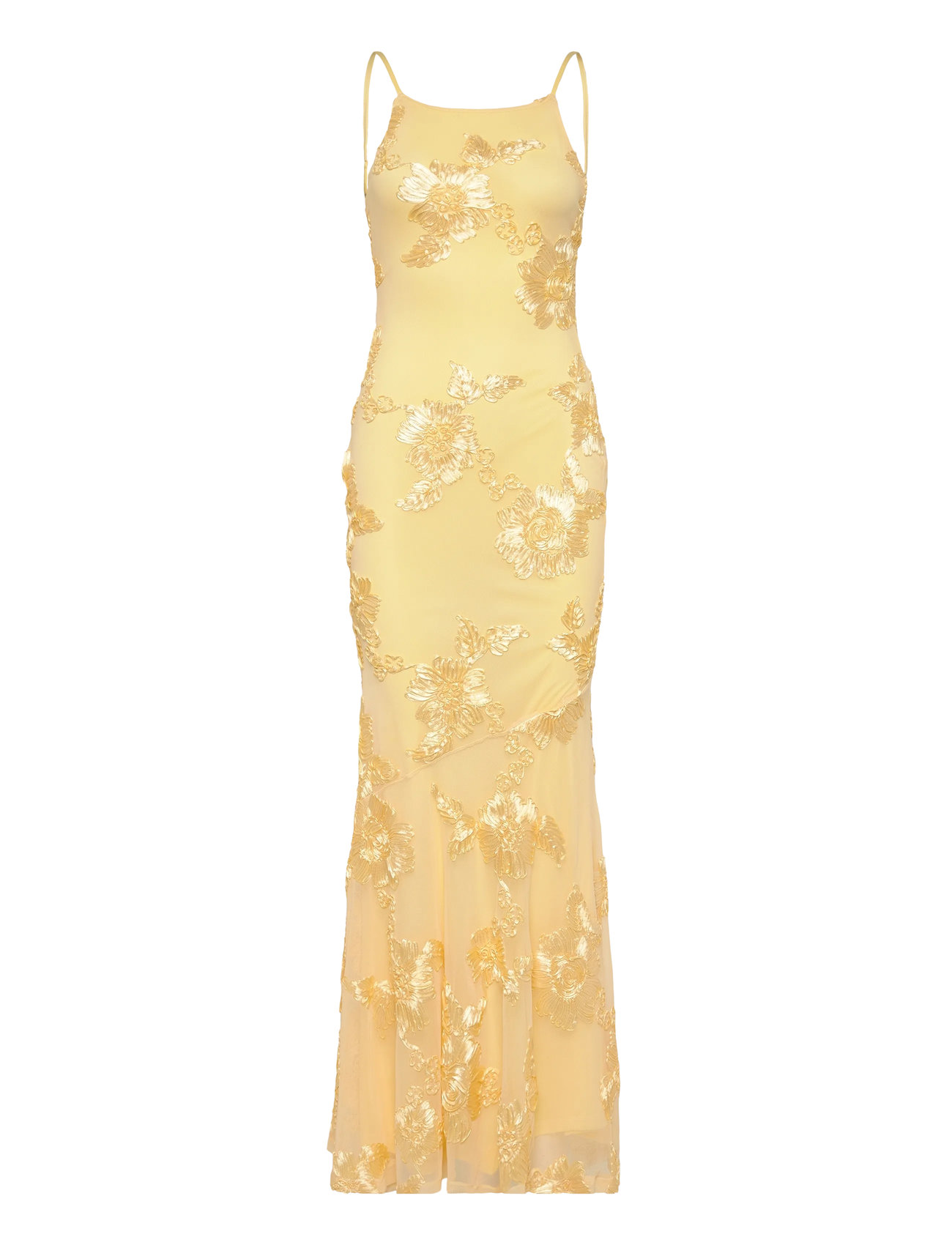 Embroidery Dress Maxikjole Festkjole Yellow Gina Tricot
