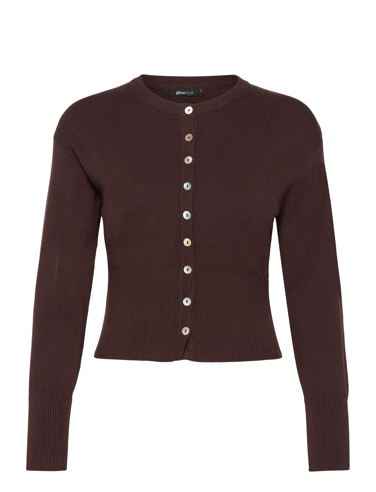 Gina Tricot Fitted Knitted Cardigan, L, Brown, Strik > Cardigans, Dame