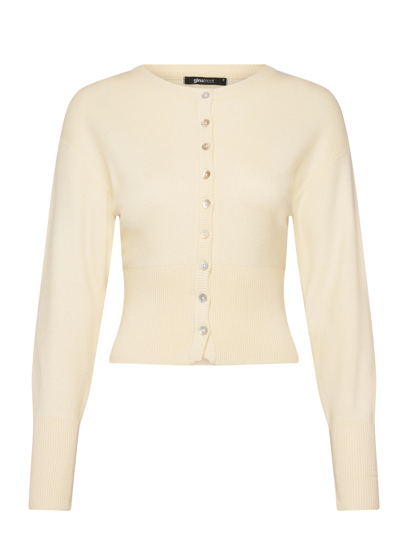Gina Tricot Fitted Knitted Cardigan, XS, Cream, Strik > Cardigans, Dame