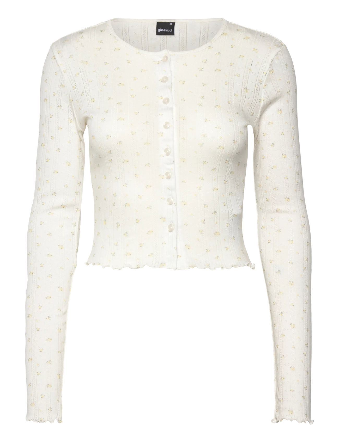 Gina Tricot Pointelle Cardigan, XS, Cream, Strik > Cardigans, Dame