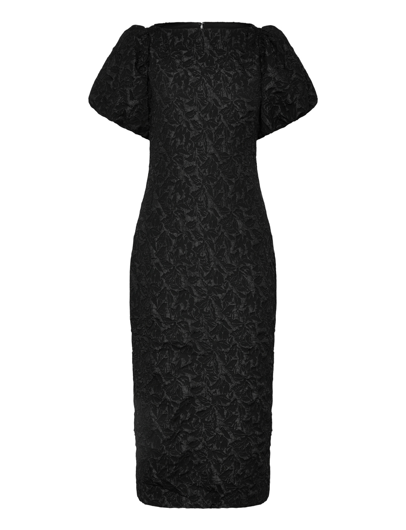 Gina Tricot Puff Sleeve Midi Dress, 34, Black, Kjoler > Knælange Og Midi, Dame