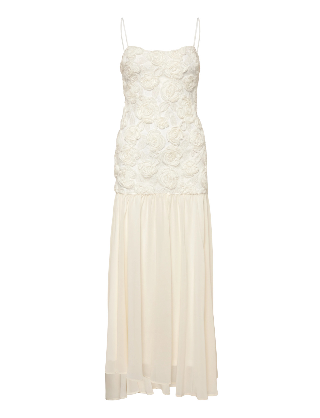 Gina Tricot Embroidery Dropped Waist Dress, 40, Cream, Kjoler > Maxikjole, Dame
