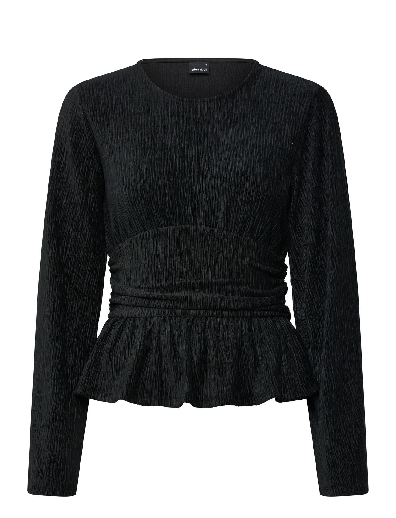 Gina Tricot Velvet Peplum Top, S, Black, Bluser > Langærmede, Dame
