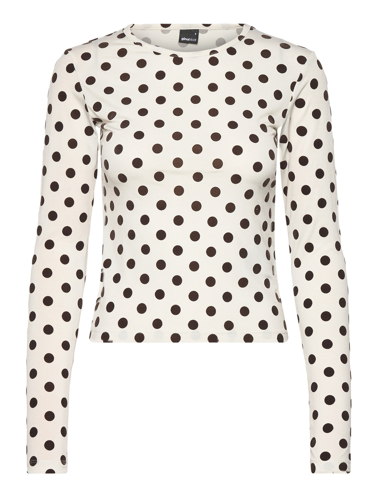 Gina Tricot Dot Top, XS, Cream, T-Shirts & Toppe > Langærmede, Dame