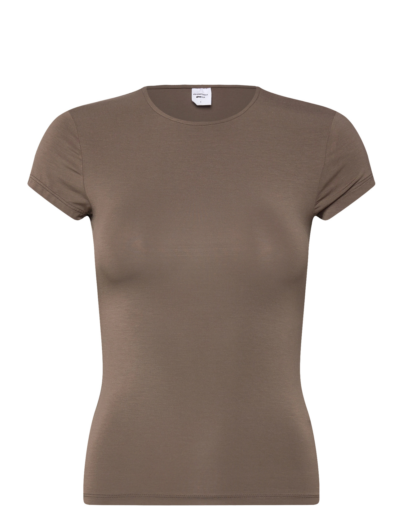 Gina Tricot Slim Fit Top, XXS, Brown, T-Shirts & Toppe > Kortærmede, Dame