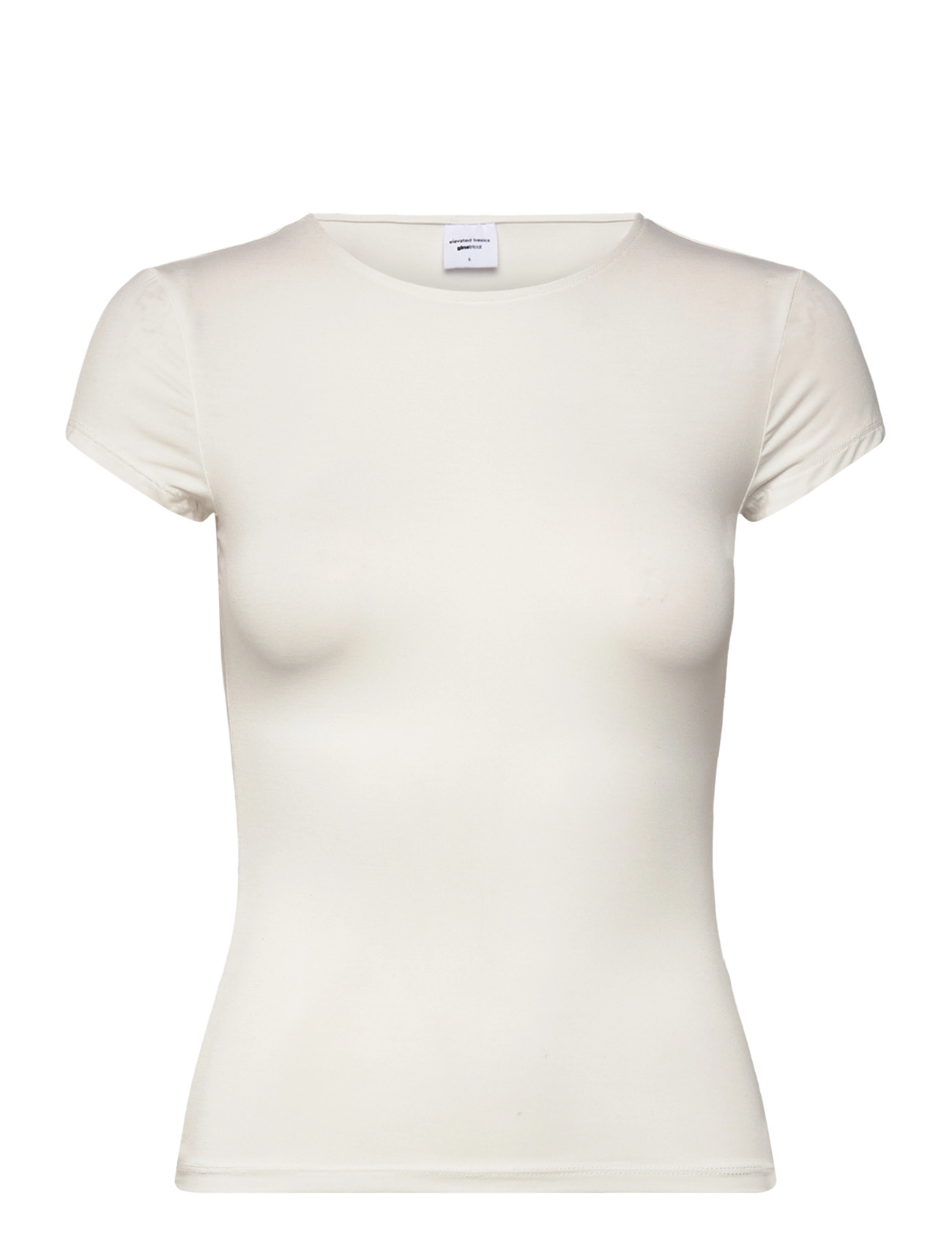 Gina Tricot Slim Fit Top, M, Cream, T-Shirts & Toppe > Kortærmede, Dame