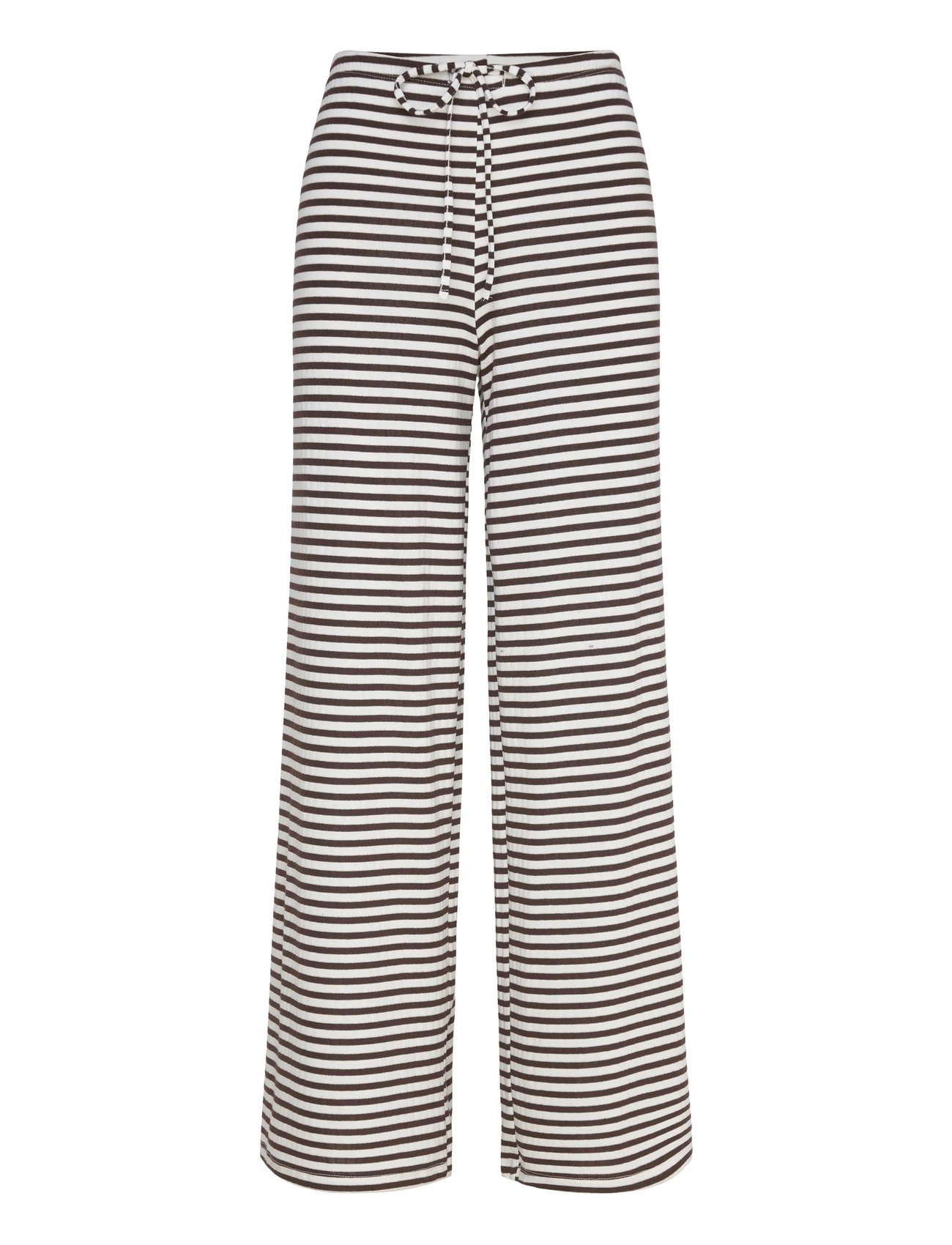 Gina Tricot Striped Soft Trousers, XS, Brown, Bukser > Brede Ben, Dame