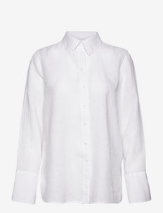 Lovisa linen shirt - long-sleeved shirts - white (1000)