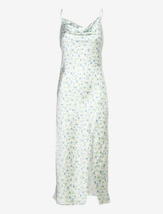 Sally cowl neck dress - slip-in kjoler - blue flower (5135)
