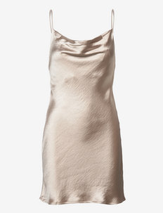 Satina mini cowl neck dress - sukienki letnie - pumice stone