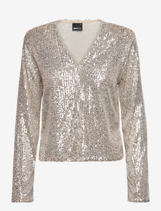 Sequins top - blouses met lange mouwen - beige/silver