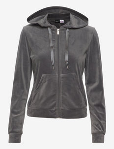 Cecilia velour hoodie - hoodies - dark grey (9018)