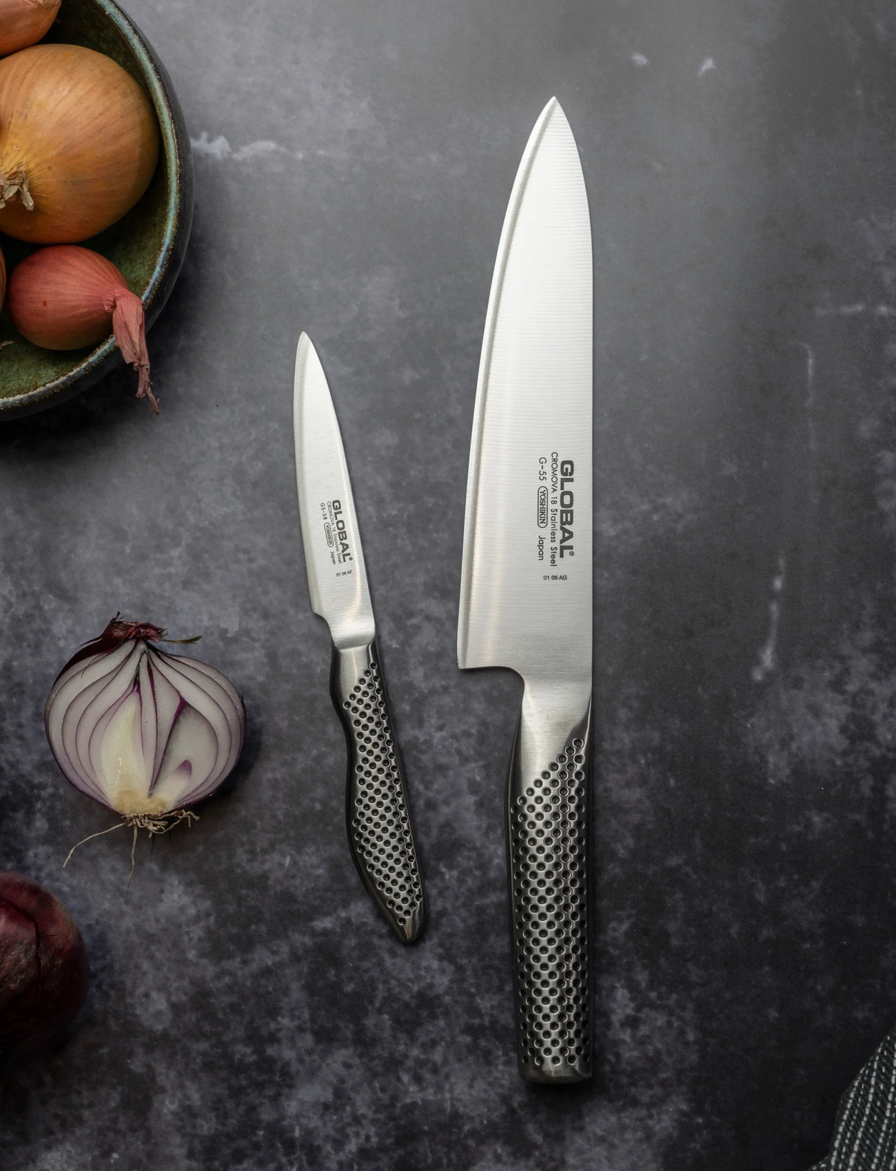 GLOBAL Knivsæt I 2 Dele G-55 & Gs-38, One Size, Silver, Knive Og Tilbehør > Knivsæt, Unisex