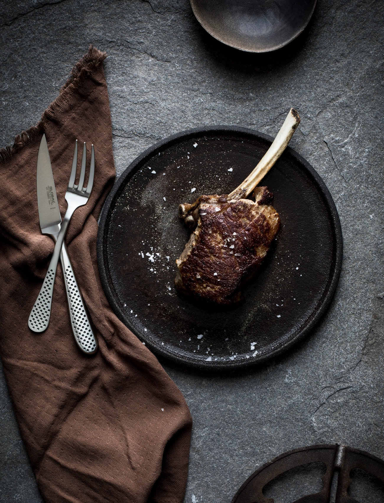 GLOBAL Steakkniv & Gaffel Sæt, One Size, Silver, Bestik > Bestiksæt, Unisex