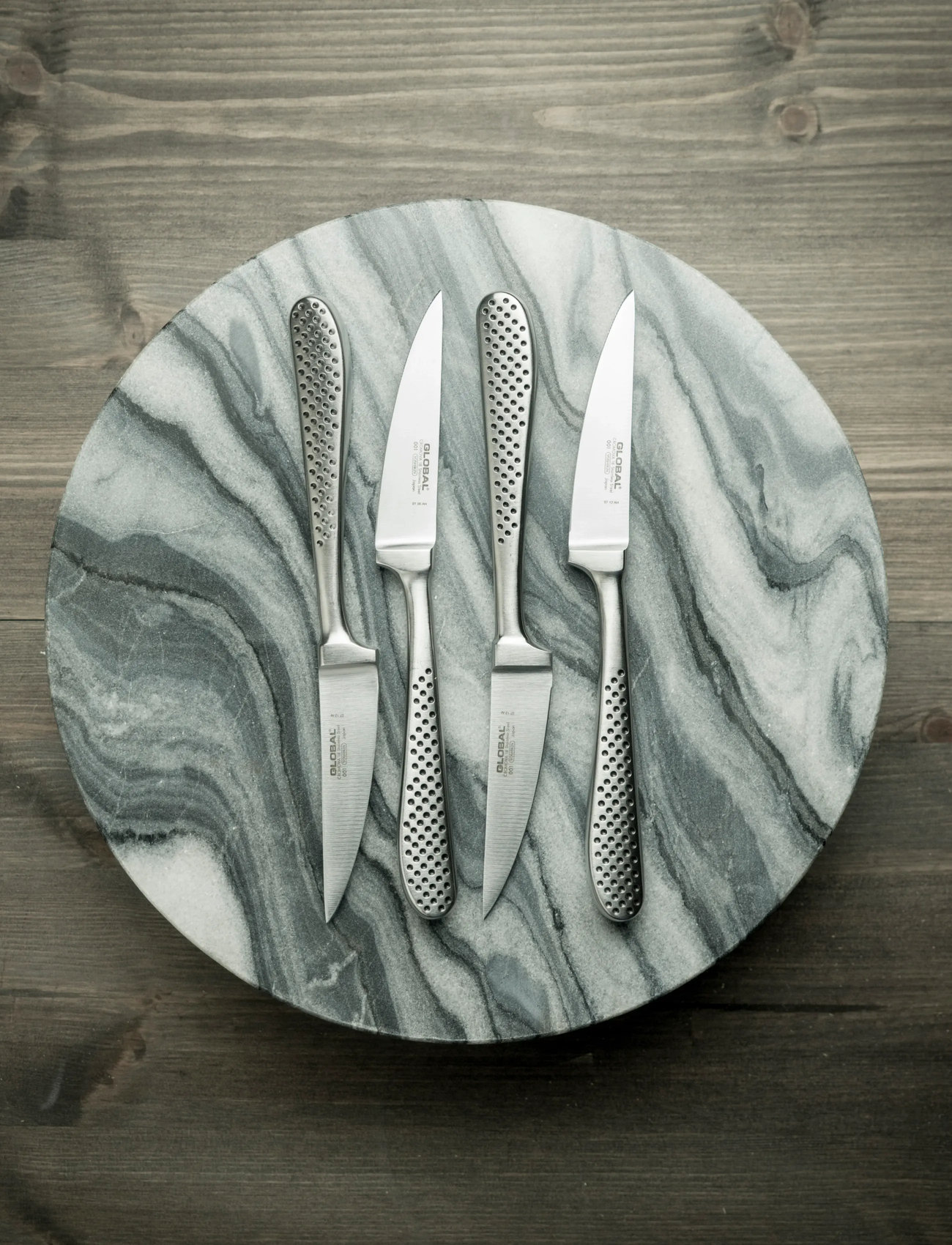 GLOBAL Stekkniv Smedet 4-Dele Sæt, 28.6 cm, Silver, Knive Og Tilbehør > Knivsæt, Unisex