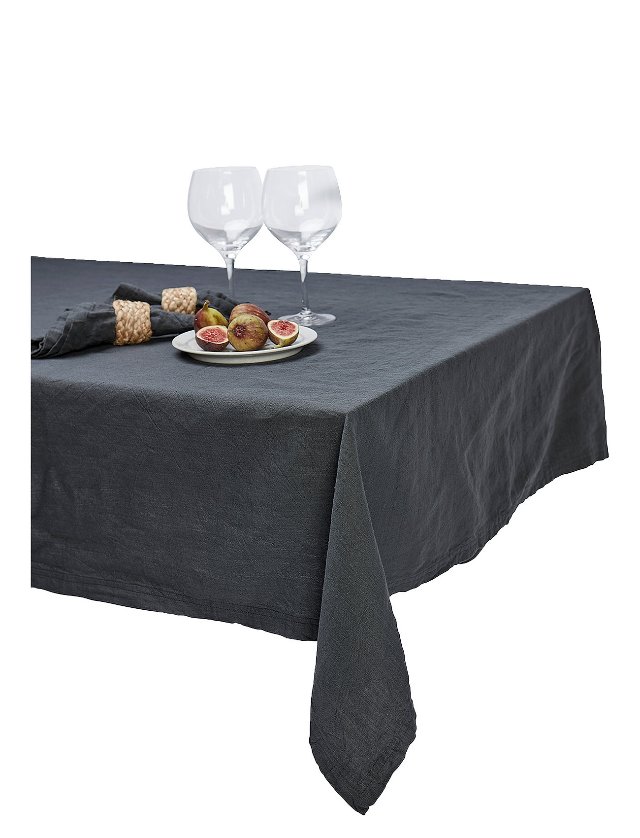 Gripsholm Table Cloth Linen Blend White 145X250, 145X250 cm, Black, Køkkentekstiler > Duge Og Bordløbere, Unisex