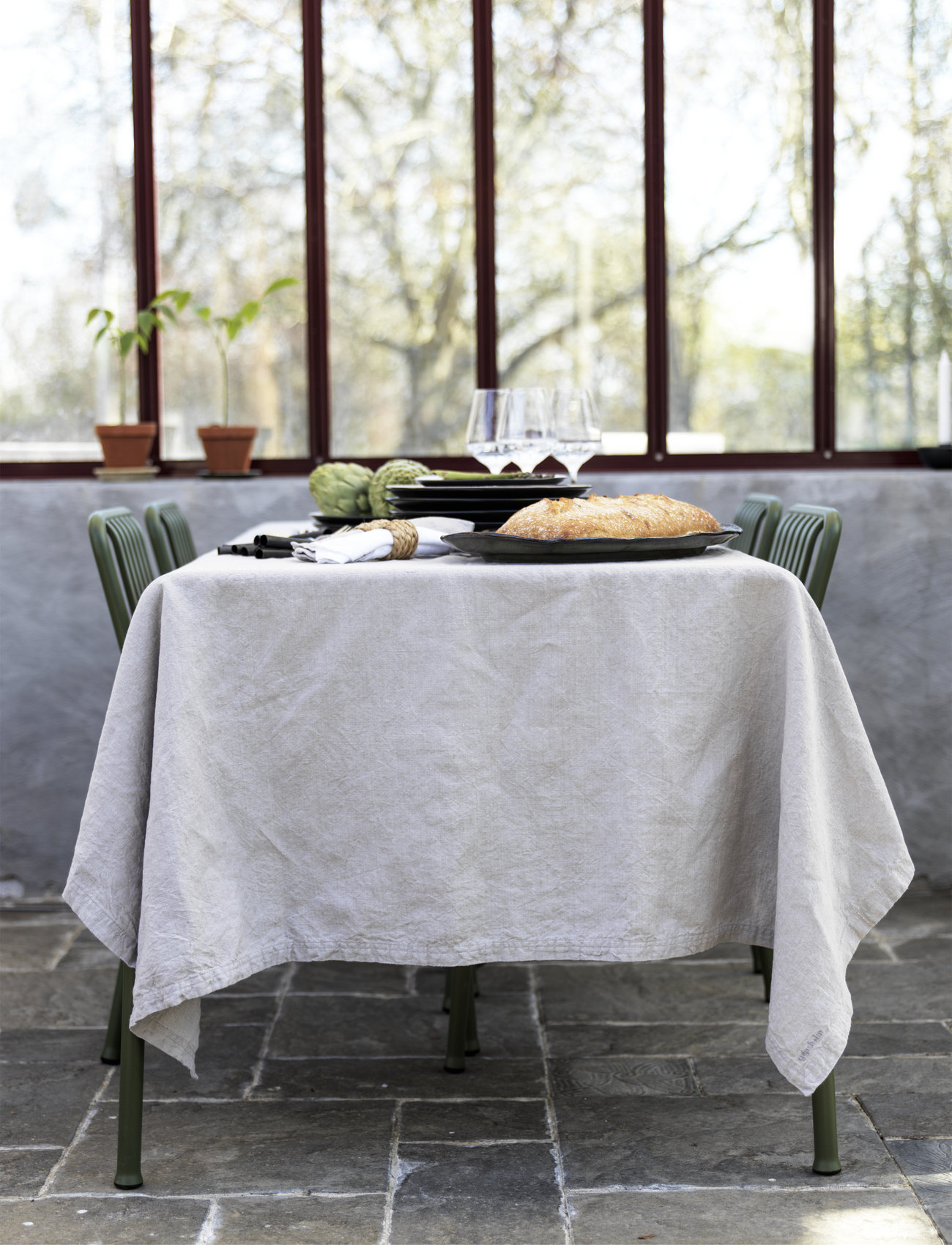 Gripsholm Table Cloth Linen Blend White 145X250, 145X250 cm, Grey, Køkkentekstiler > Duge Og Bordløbere, Unisex