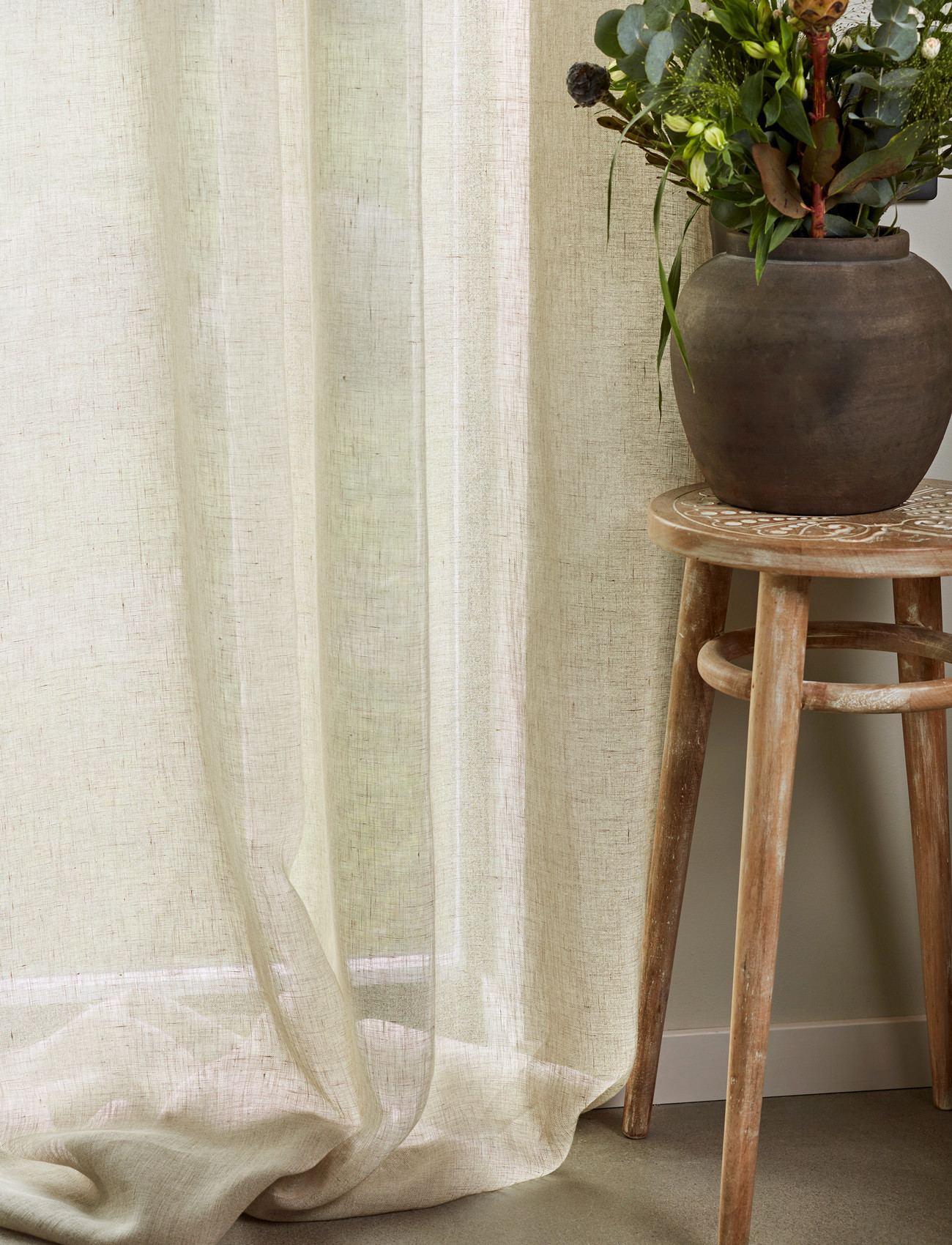 Gripsholm Curtain Linen Linen Beige 150X250 1-P, 150X250 cm, Beige, Gardiner > Lange Gardiner, Unisex