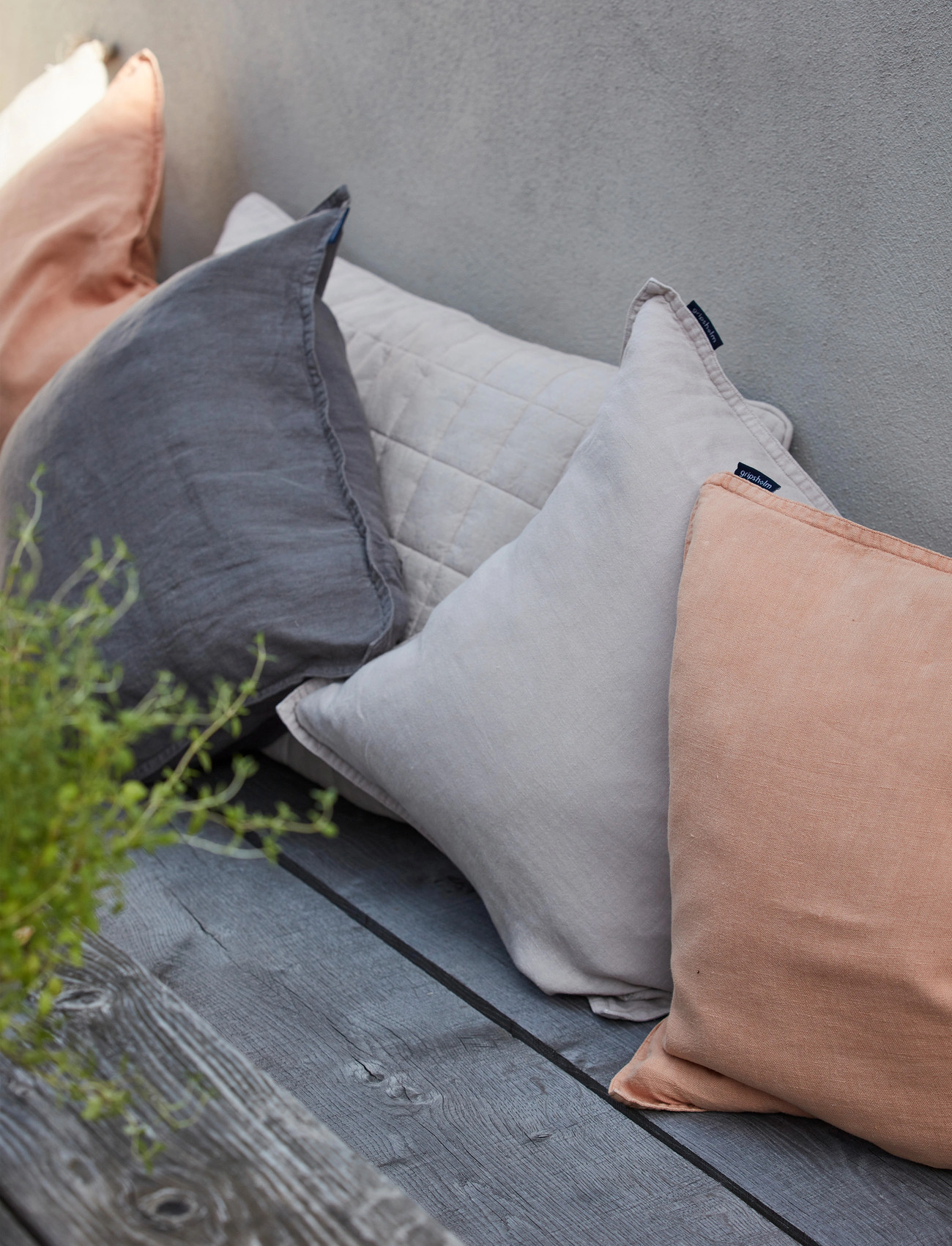 Gripsholm Cushion Cover Washed Linen Toast 50X50, 50X50 cm, Grey, Puder & Tæpper > Pudebetræk, Unisex