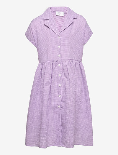 Jane Check Dress - ikdienas kleitas ar īsām piedurknēm - light purple