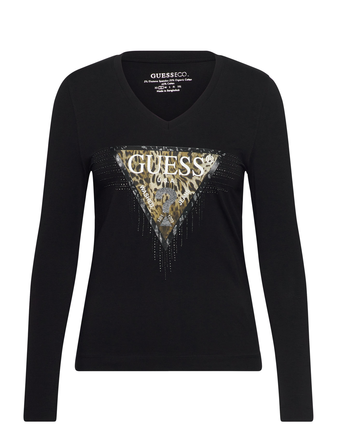 GUESS Jeans Ls Vn Triangle Tiger Tee Svart