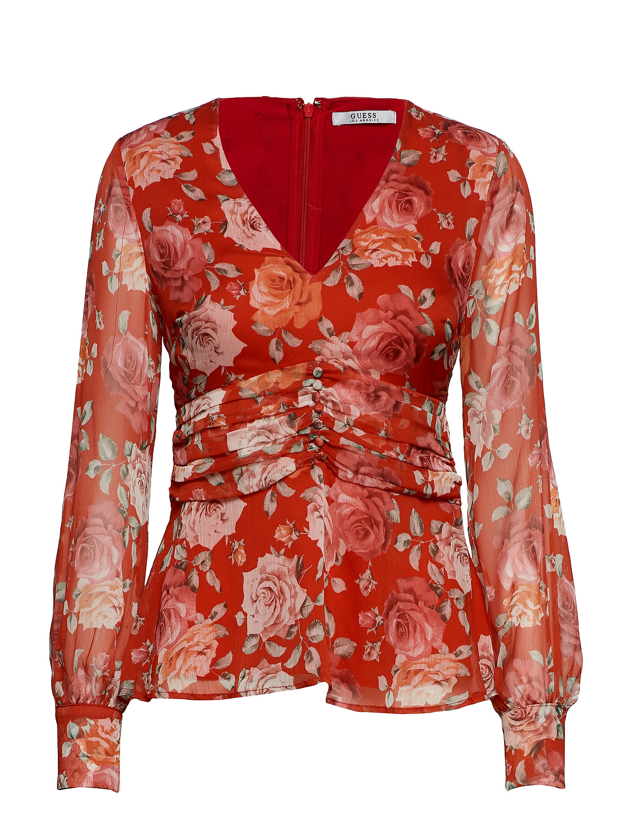 Ls Sofia Top Blouse Lange Mouwen Rood Guess Jeans guess jeans kopen in de aanbieding