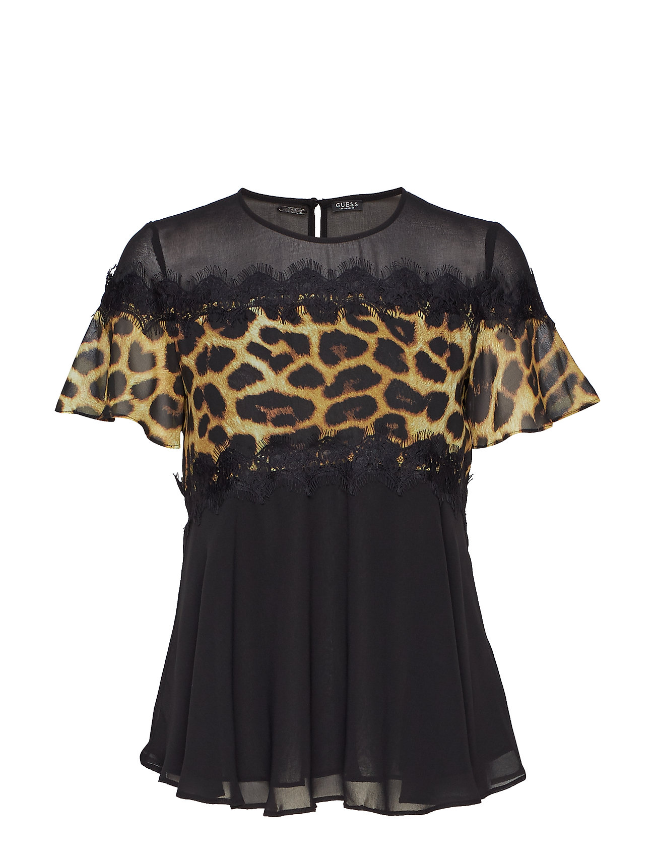 Ss Milena Top Blouse Korte Mouwen Zwart Guess Jeans guess jeans kopen in de aanbieding