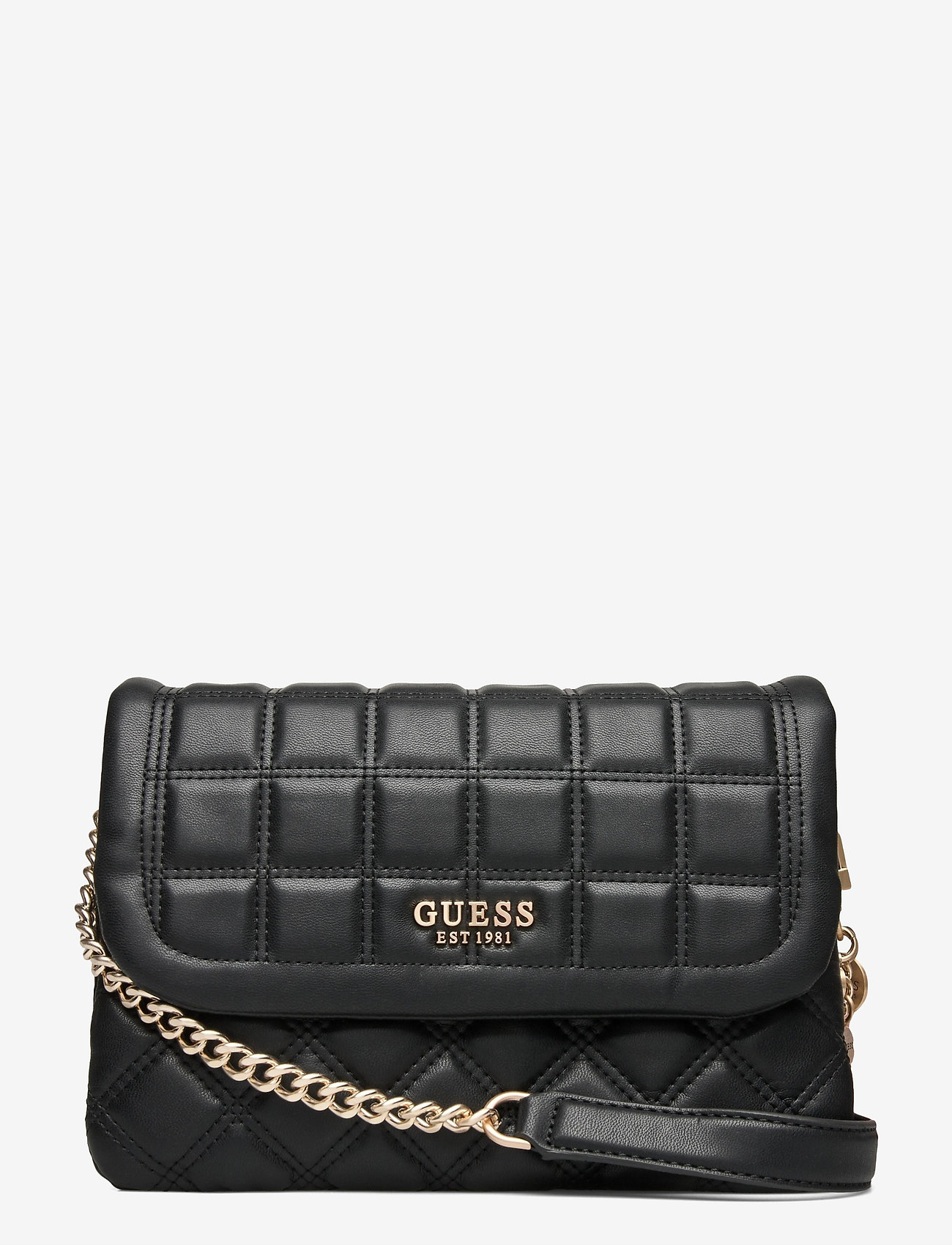 guess kamina quilted flap shoulder bag