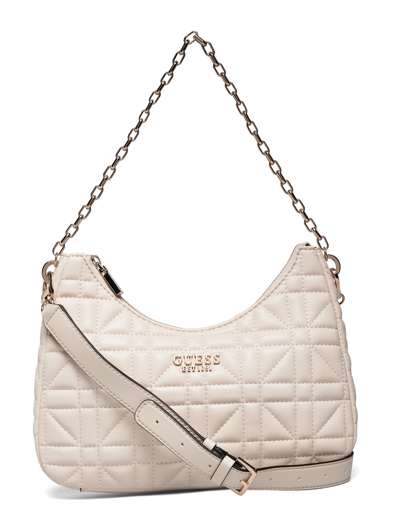 Assia Top Zip Shoulder Bag Cream GUESS