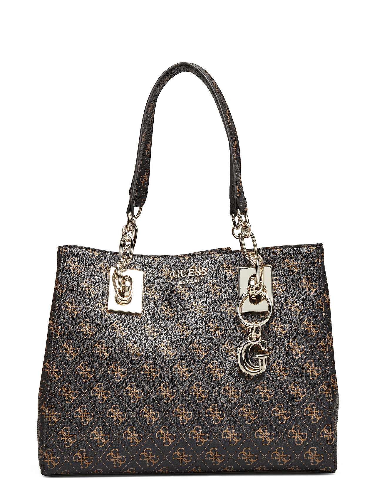 Logo Rock Girlfriend Satchel Bags Top Handle Bruin Guess guess kopen in de aanbieding Logo Rock Girlfriend Satchel Bags Top Handle Bruin Guess guess kopen in de aanbieding