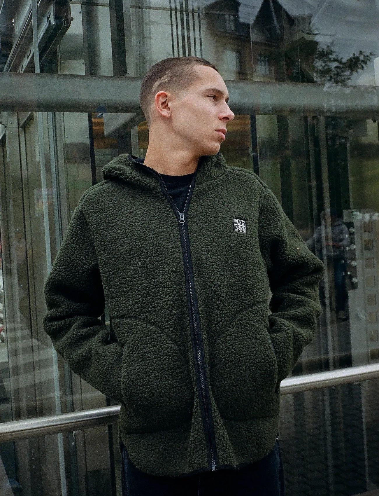 H2O Langli Hooded Pile Jacket, M, Khaki green, Sweatshirts & Hættetrøjer > Fleeces & Midlayers, Herre