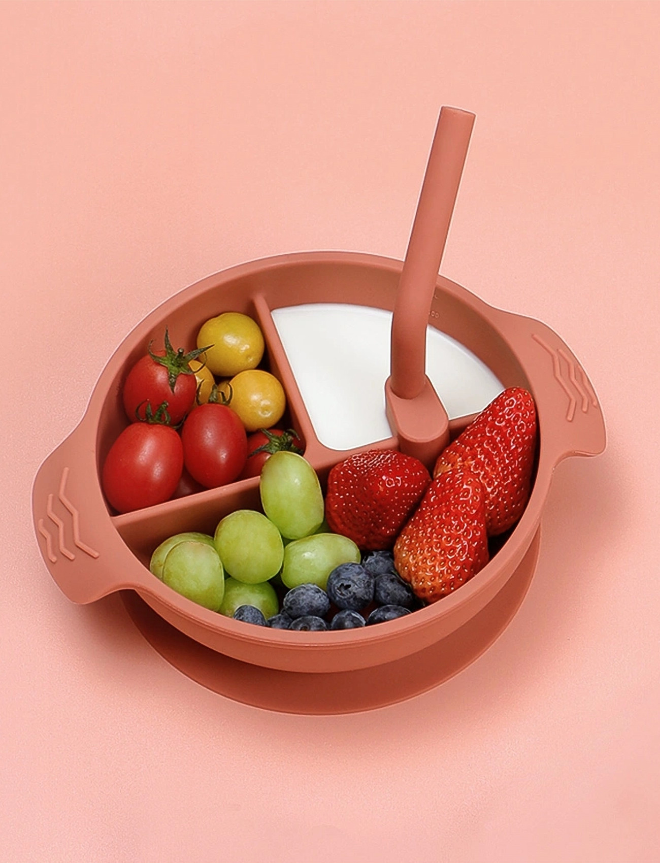 Haakaa Haakaa Silicone Divided Suction Bowl - Rust, One Size, Pink, Baby Feeding > Baby Dinner Sæt, Børn